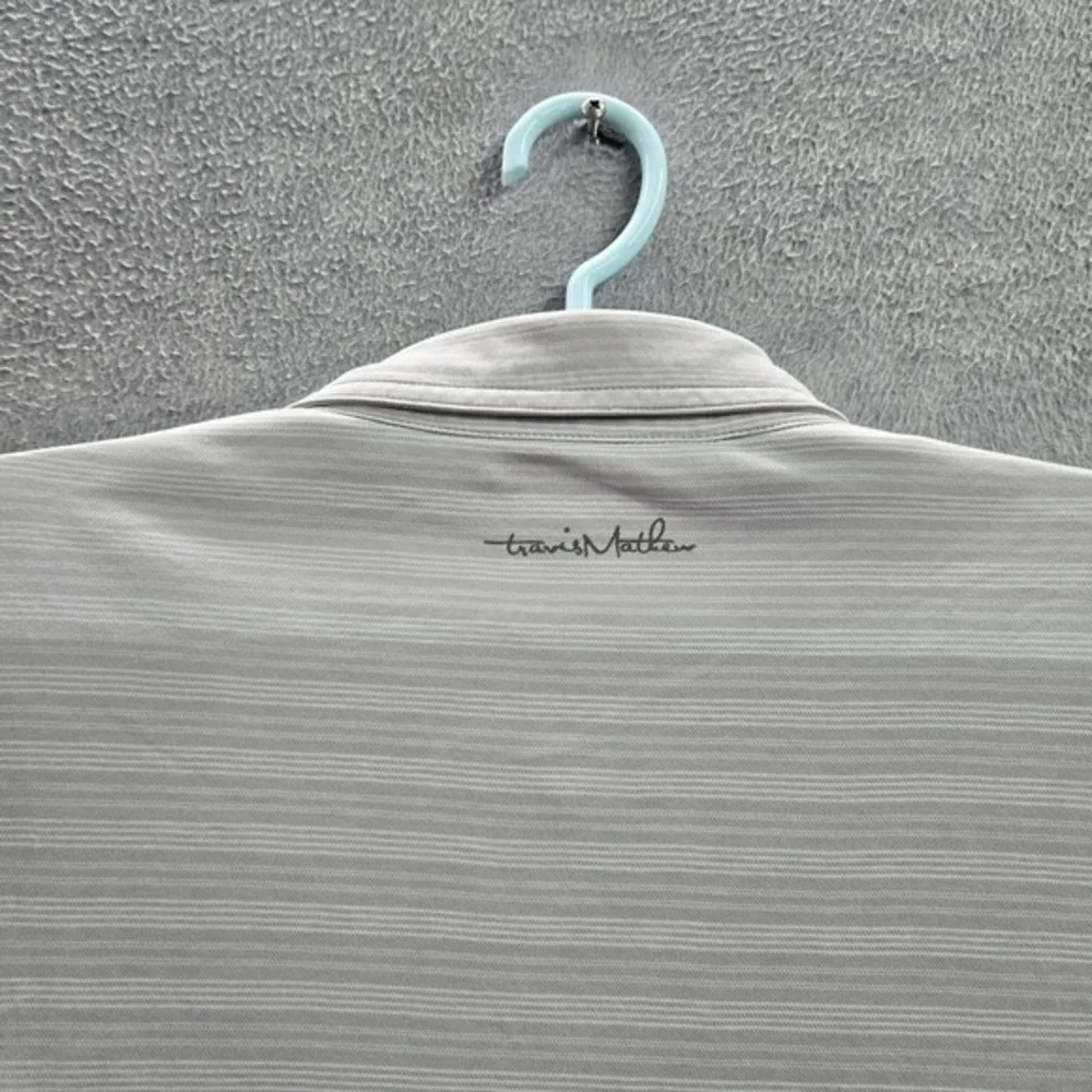 Travismathew‎ Men Polo L Gray Logo Embroidery Striped Short Sleeve